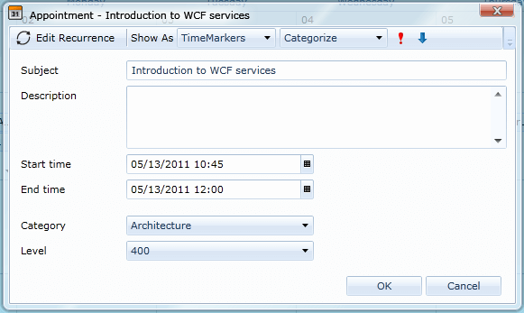 RadScheduleView EditAppointmentDialog