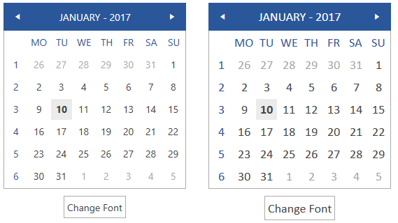 Setting FontSize and FontFamily
