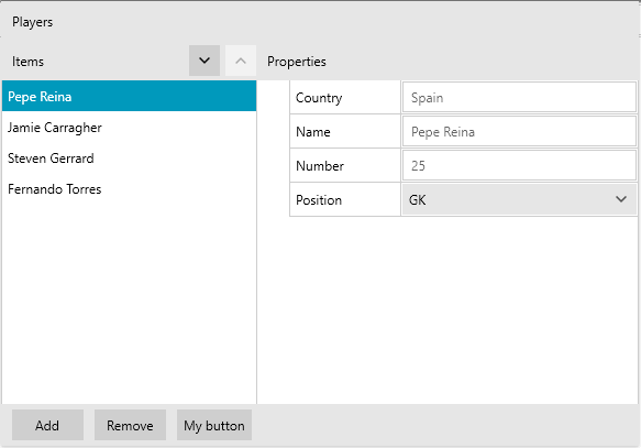 CollectionEditor with modified ControlTemplate in the Fluent theme