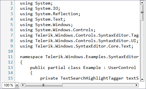 RadSyntaxEditor with a loaded CS file