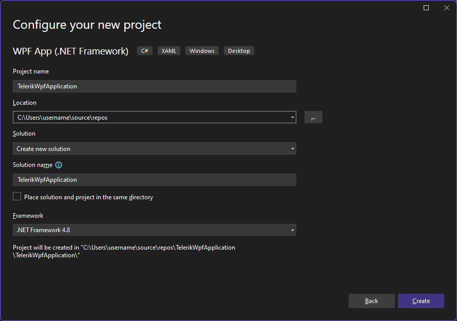 WPF Setup Project Name and Location