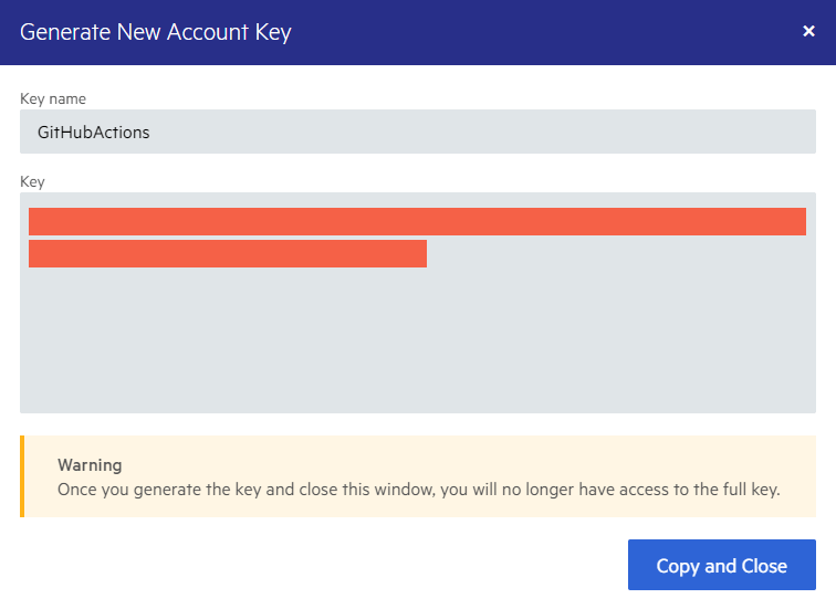 Copy Generated NuGet Key