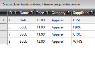 The data from the service in RadGridView