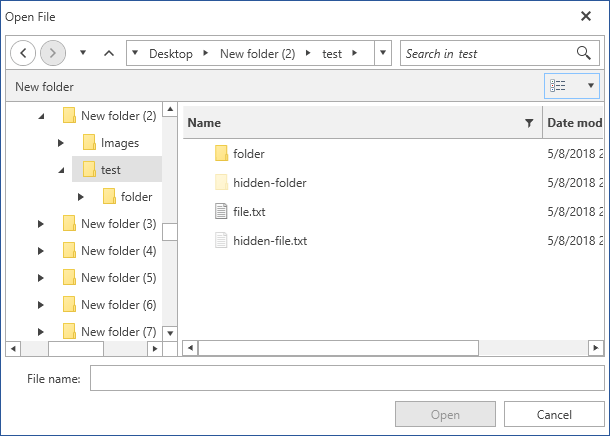 Showing hidden files