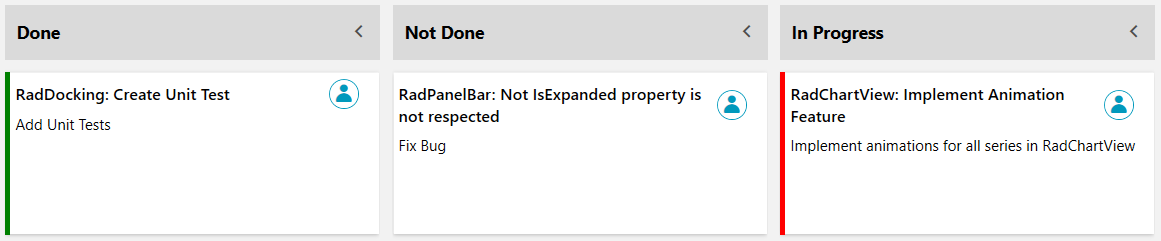 Telerik TaskBoard categories Color 1