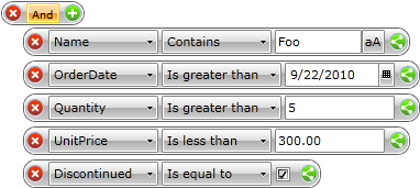 WPF RadDataFilter All Default Editors
