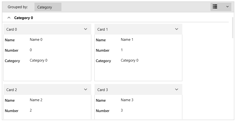 WPF RadCardView RadCardView grouping example