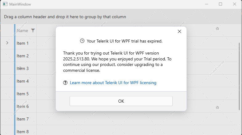 A picture showing the trial warning and watermark overlay