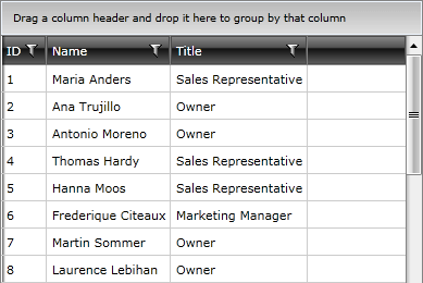 Telerik WPF DataGrid CustomizingRows 2