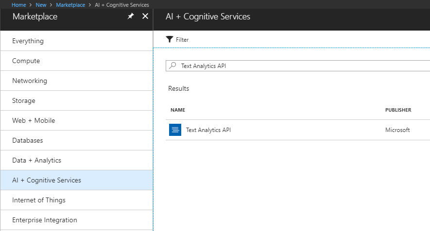 WPF Text Analysis Create Text Analytics API