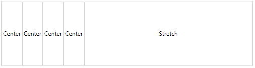 WPF RadLayoutControl Centered items and a single stretched item inserted at the end of the children collection