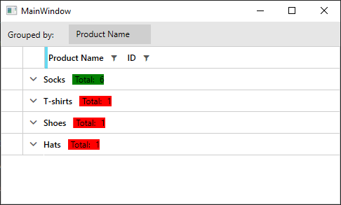 Styled aggregate results in the GroupHeaderRow