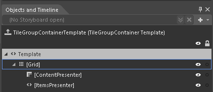 WPF RadTileList TileGroupContainer Template Structure