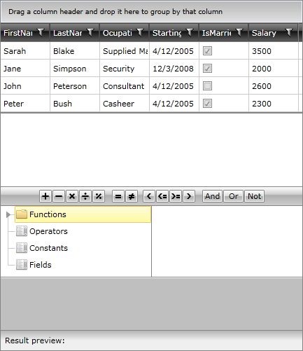 WPF RadExpressionEditor and RadGridView