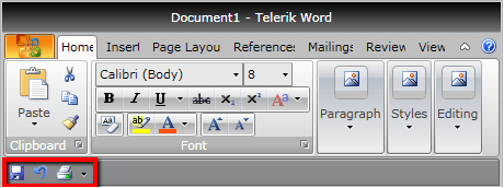 WPF RadRibbonView Quick Access ToolBar Below Ribbon