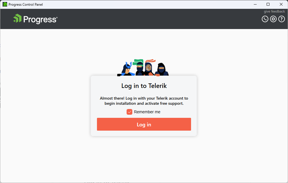 The Progress Control Panel Login Screen