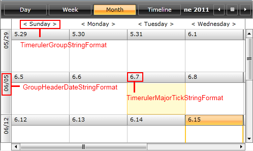 MonthViewDefinition Formatting Properties