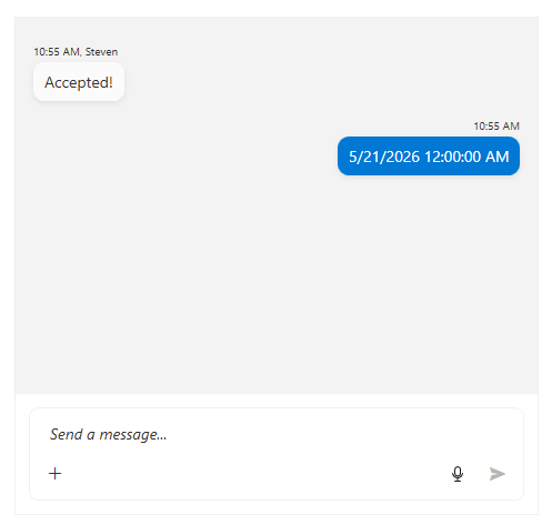 CalendarMessage with CancelResponseAction