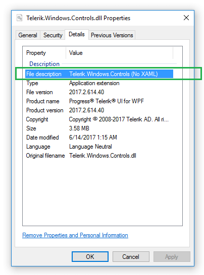 Telerik.Windows.Controls.dll Properties