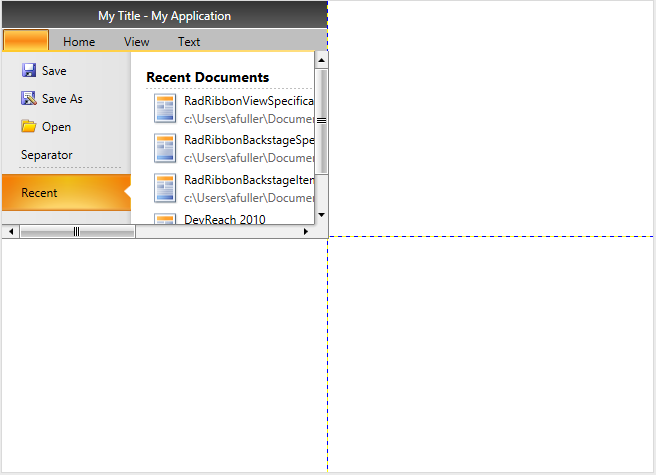 WPF RadRibbonView RadRibbonView with BackstageClippingElement property set