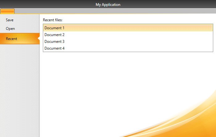 WPF RadRibbonView RadRibbon Backstage example