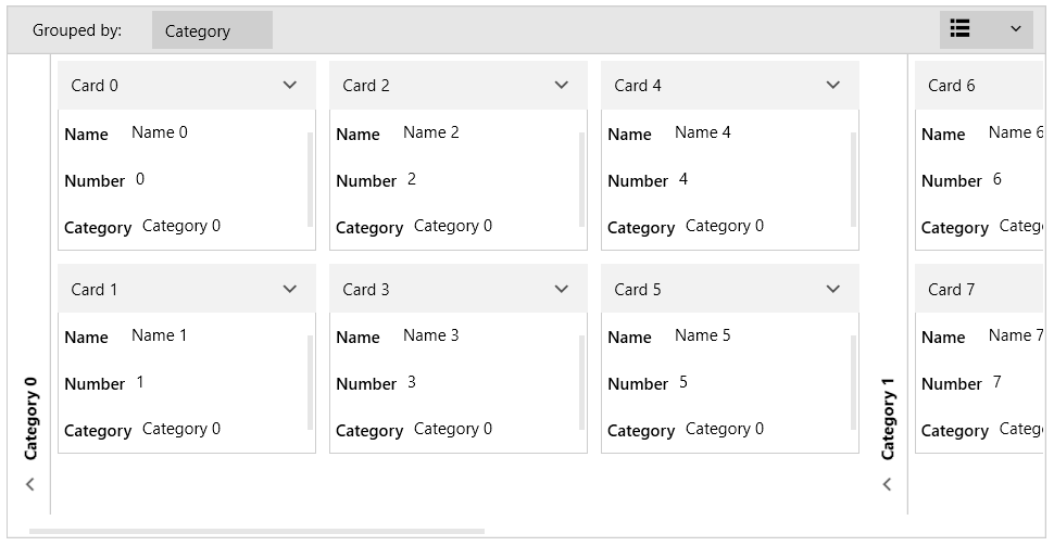 WPF RadCardView Columns layout