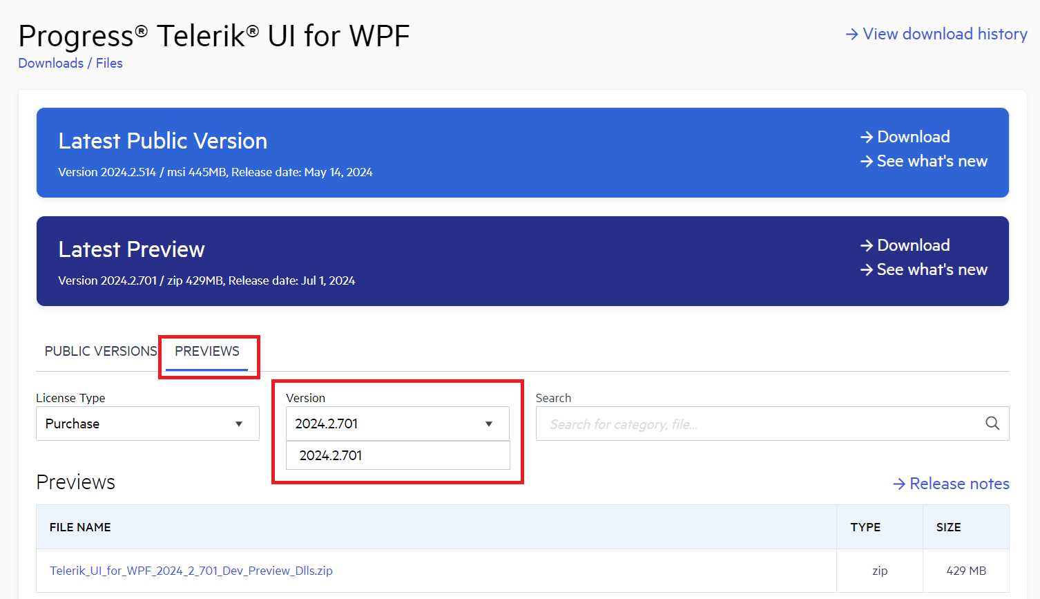 WPF Progress Site Telerik UI for WPF Previews Tab