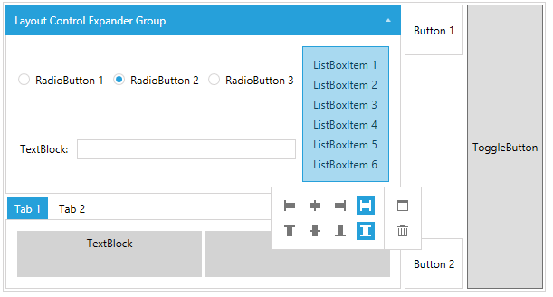 WPF RadLayoutControl RadLayoutPanel example