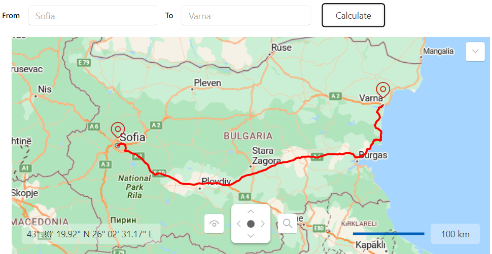 RadMap with AzureMapProvider and routing functionality