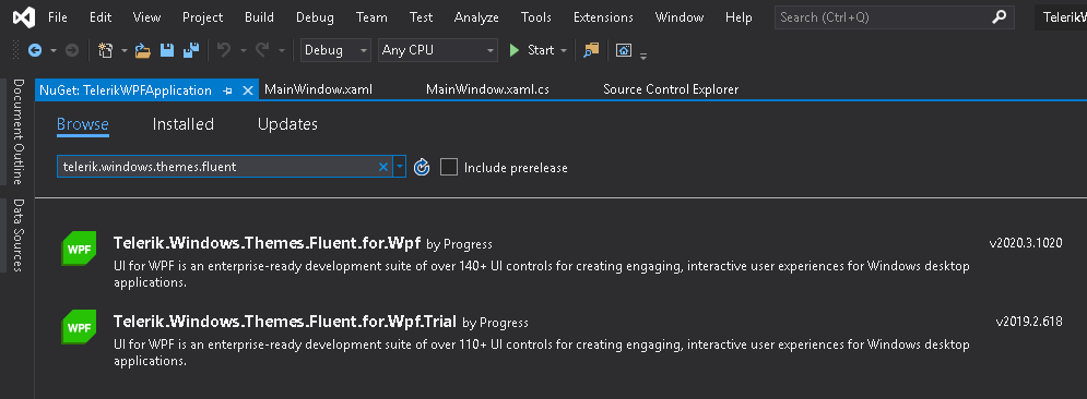 WPF Telerik Fluent Theme Package