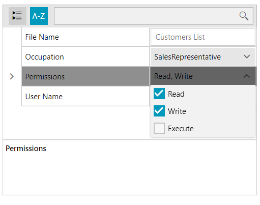 FlagEnumEditor displaying enumeration values