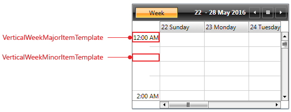 WPF RadScheduleView TimeRulerItems templates in WeekViewDefinition with Orientation = "Vertical"