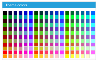 WPF RadColorPicker Web216 Palette