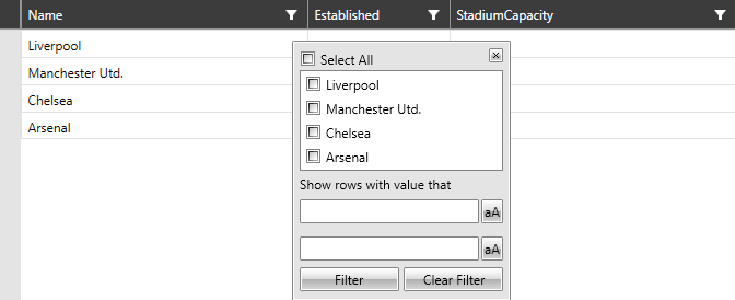 Opening the FilteringControl of RadVirtualGrid
