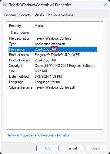 WPF Checking if a Telerik assembly is built against .NET 8