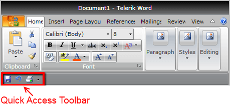 WPF RadRibbonView Quick Access ToolBar Bottom