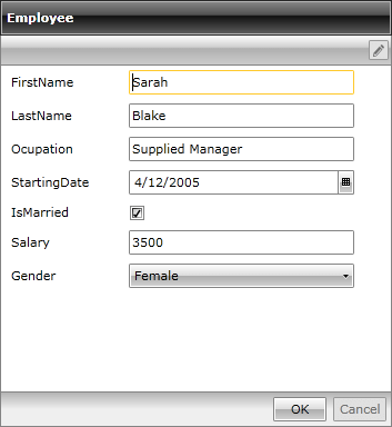 RadDataForm bound to a single item