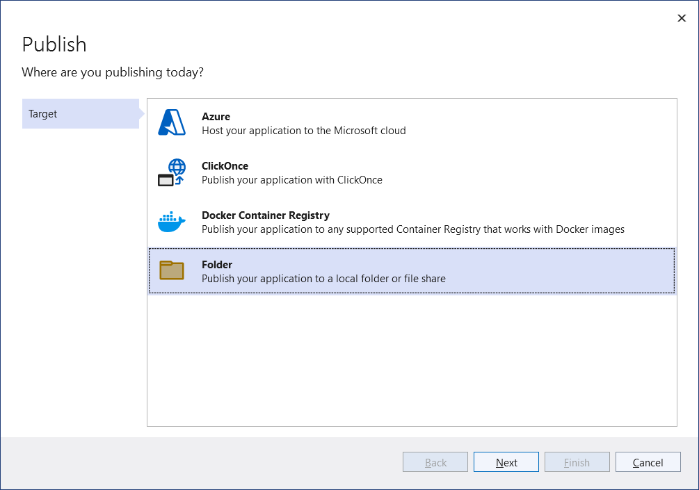 WPF Choose a Publish Location