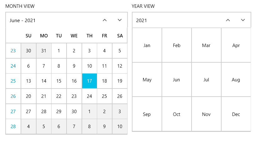 RadCalendar with Fluent theme