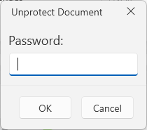 An image showing the button that opens the unprotect document dialog of RadRichTextBox for WPF