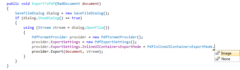 WPF RadRichTextBox Inline UI Containers Export Mode None