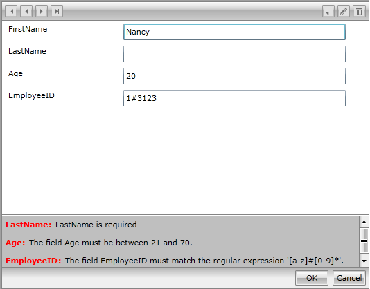 RadDataForm after validation has been performed