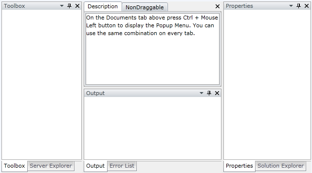WPF RadDocking Sample Layout