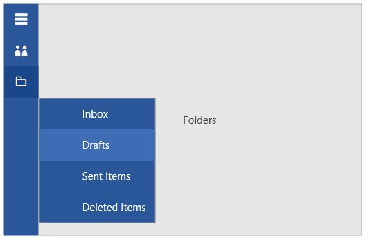 RadNavigationView Sub menu flyout visualization