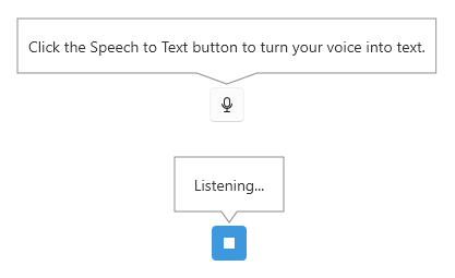 Picture showing RadSpeechToTextButton with its default tooltips for Ready and Listening states