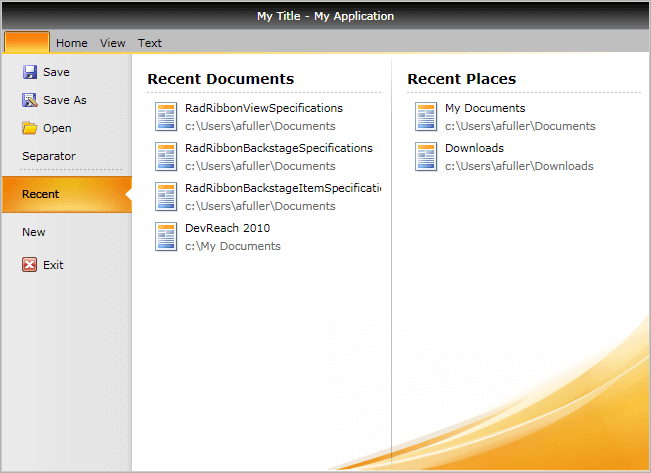 WPF RadRibbonView Customized RadRibbonBackstage