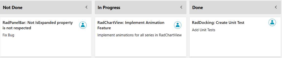 Telerik TaskBoard Column 1