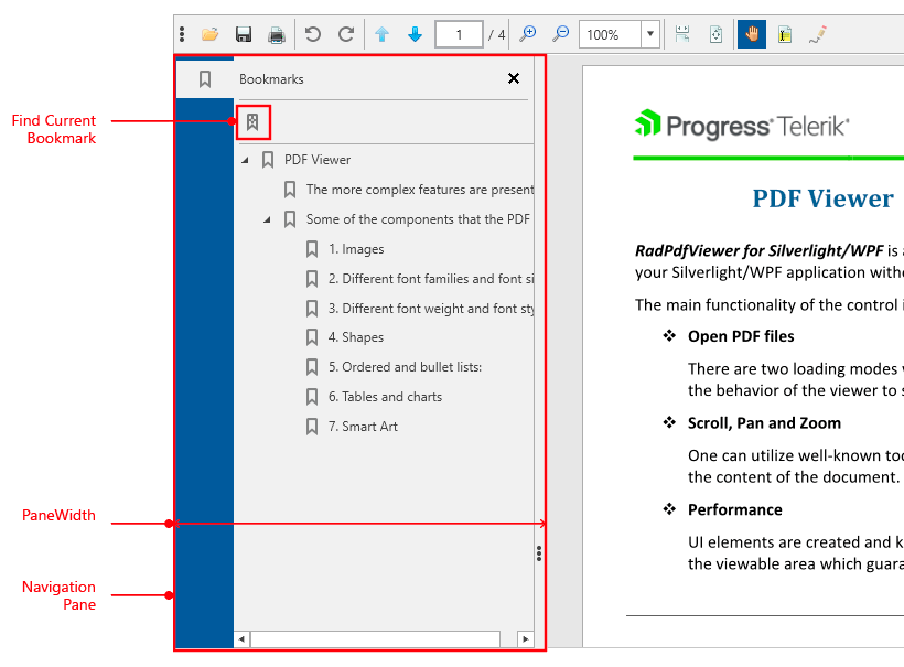 RadPdfViewer Bookmarks in RadPdfViewer