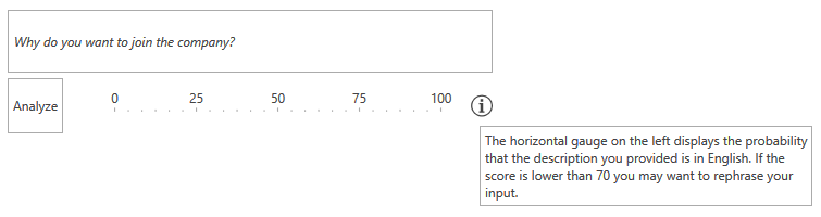 The custom text analytics control in the Office2016 theme