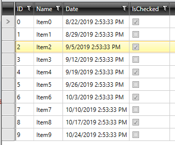 Main window with RadGridView